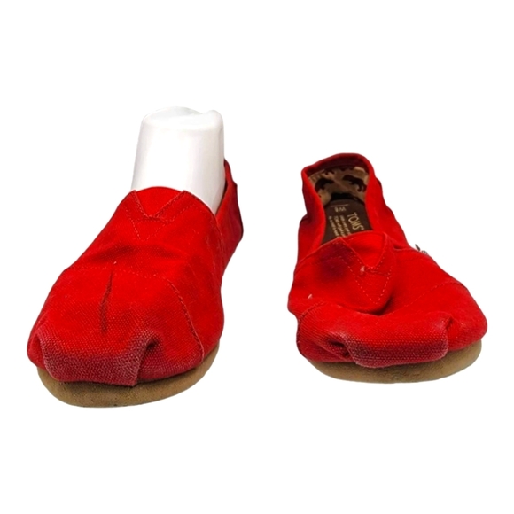 Toms Red Canvas Flats Espadrilles Size 8W - Picture 2 of 5